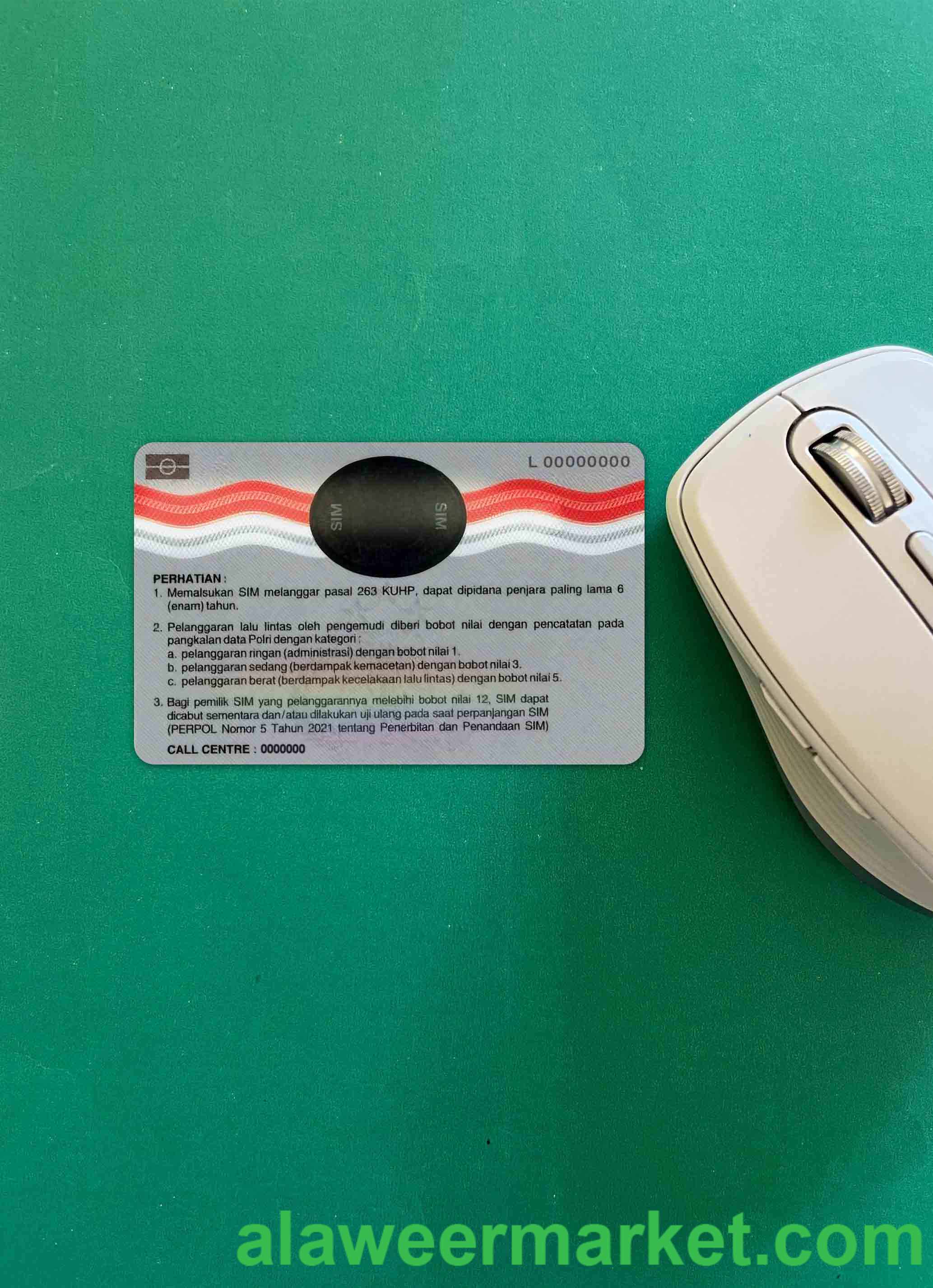 Indonesia driving license (2019 - present)  photolook BACK